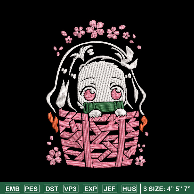 Nezuko chibi cute Embroidery Design, Demon slayer Embroidery, Embroidery File, Anime Embroidery, Digital download.jpg
