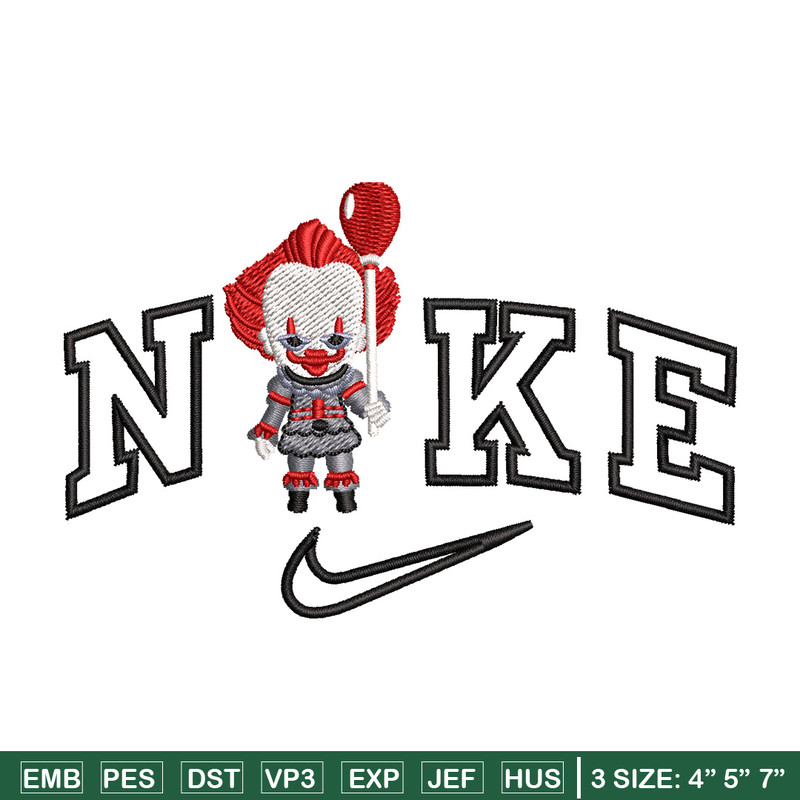 Nike pennywise embroidery design, Horror embroidery, Nike design, Embroidery shirt, Embroidery file, Digital download.jpg