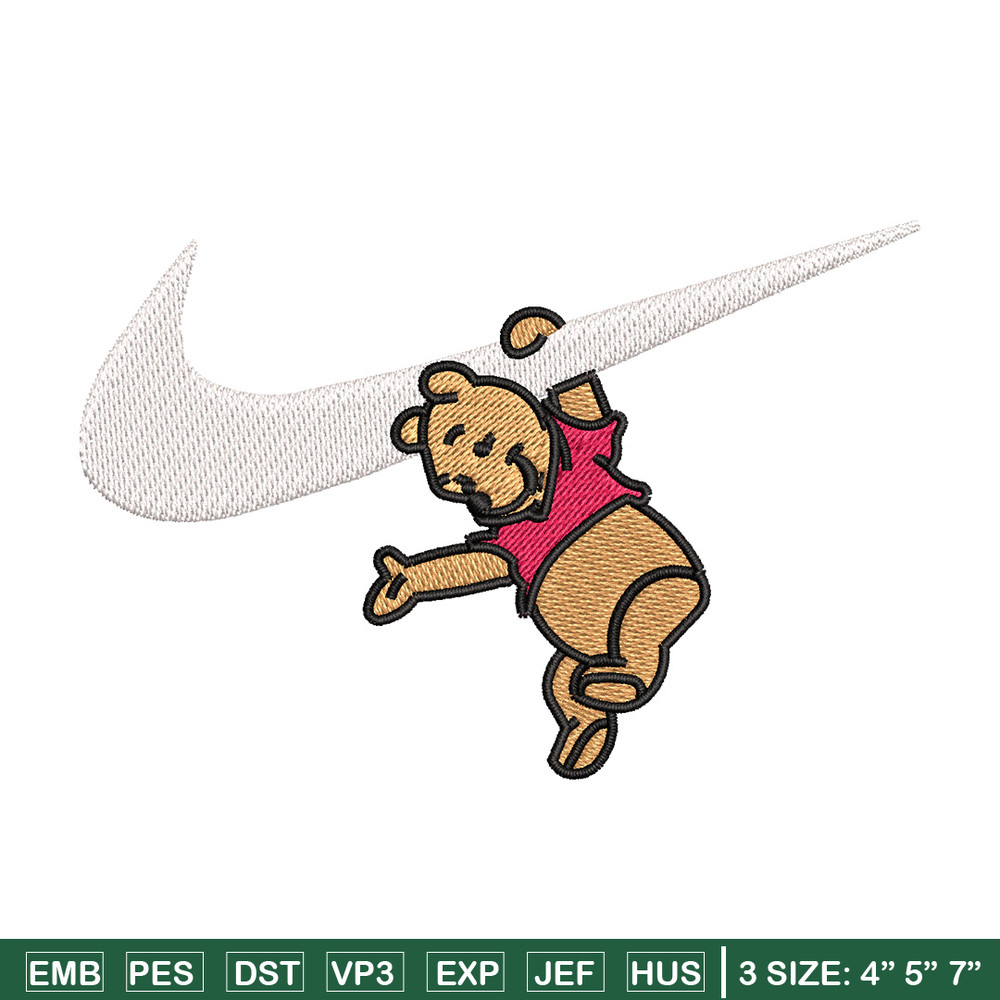 Nike pooh embroidery design, Disney pooh embroidery, Nike design, Embroidery shirt, Embroidery file, Digital download.jpg