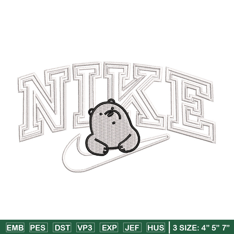 Nike white bear embroidery design, Cartoon embroidery, Nike design, Embroidery shirt, Embroidery file,Digital download.jpg