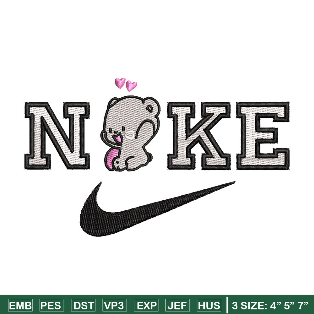 Nike x bear cute embroidery design, Bear embroidery, Nike design, Embroidery shirt, Embroidery file, Digital download.jpg