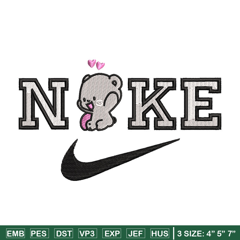 Nike x bear cute embroidery design, Bear embroidery, Nike design, Embroidery shirt, Embroidery file, Digital download.jpg
