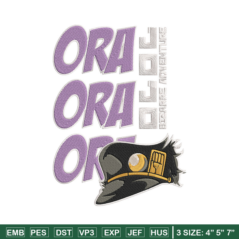 Ora Ora Ora Embroidery Design, Jojo Embroidery, Embroidery File, Anime Embroidery, Anime shirt, Digital download.jpg