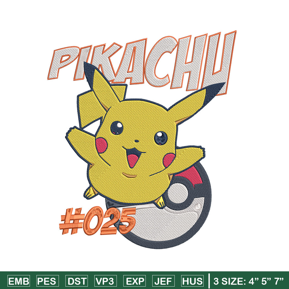 Pikachu cute Embroidery Design, Pokemon Embroidery, Embroidery File, Anime Embroidery, Anime shirt, Digital download (2).jpg