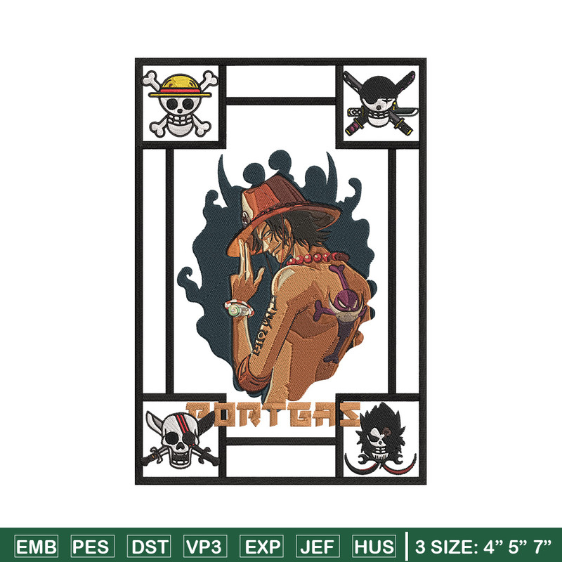 Portgas D Ace Embroidery Design, One piece Embroidery, Embroidery File, Anime Embroidery, Anime shirt, Digital download.jpg