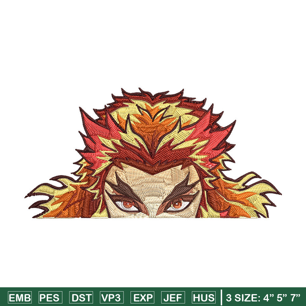 Rengoku Peeker Embroidery Design, Demon slayer Embroidery, Embroidery File, Anime Embroidery, Digital download.jpg