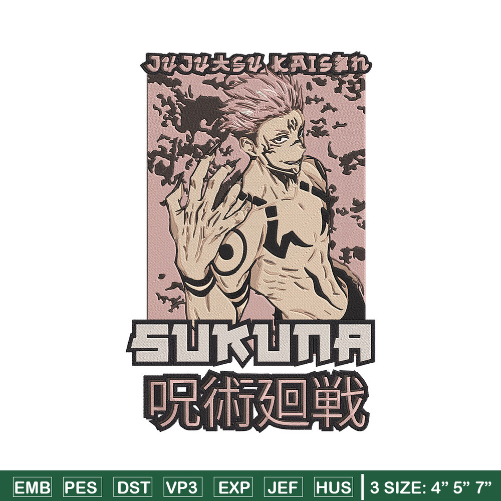 Ryomen Sukuna Embroidery Design, Jujutsu Embroidery, Embroidery File, Anime Embroidery, Anime shirt, Digital download..jpg