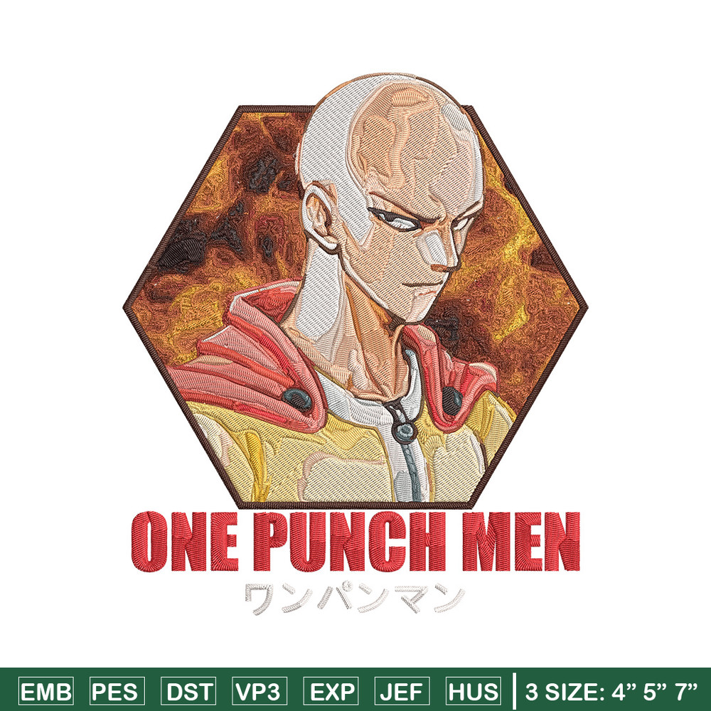 Saitama poster Embroidery Design, One punch man Embroidery, Embroidery File, Anime Embroidery, Anime shirt.jpg