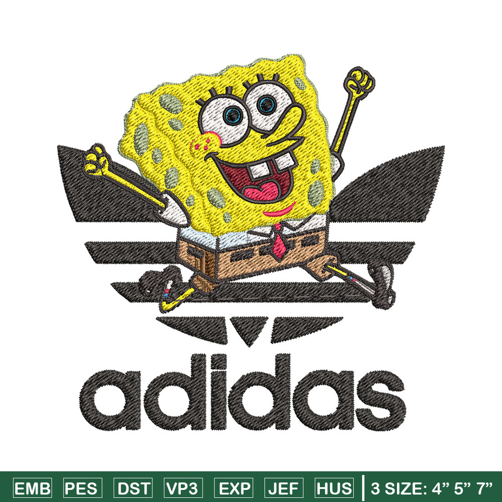 Spongebob adidas Embroidery Design, Adidas Embroidery, Embroidery File, Brand Embroidery, Logo shirt, Digital download.jpg