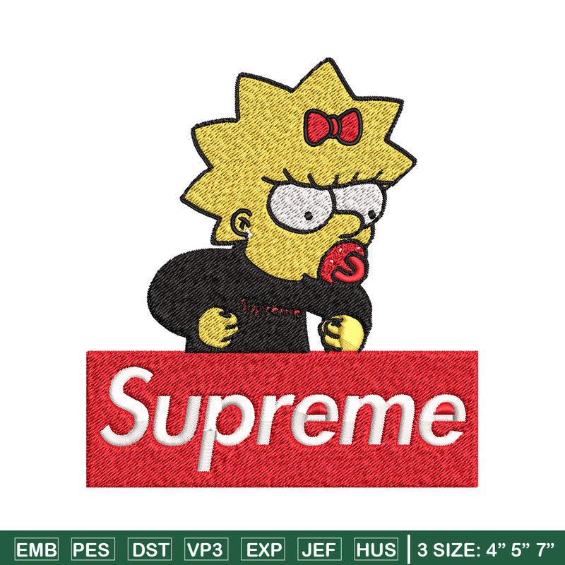 Supreme Lisa Simpson Embroidery design, Simpson Embroidery, cartoon design, Embroidery File, Digital download..jpg