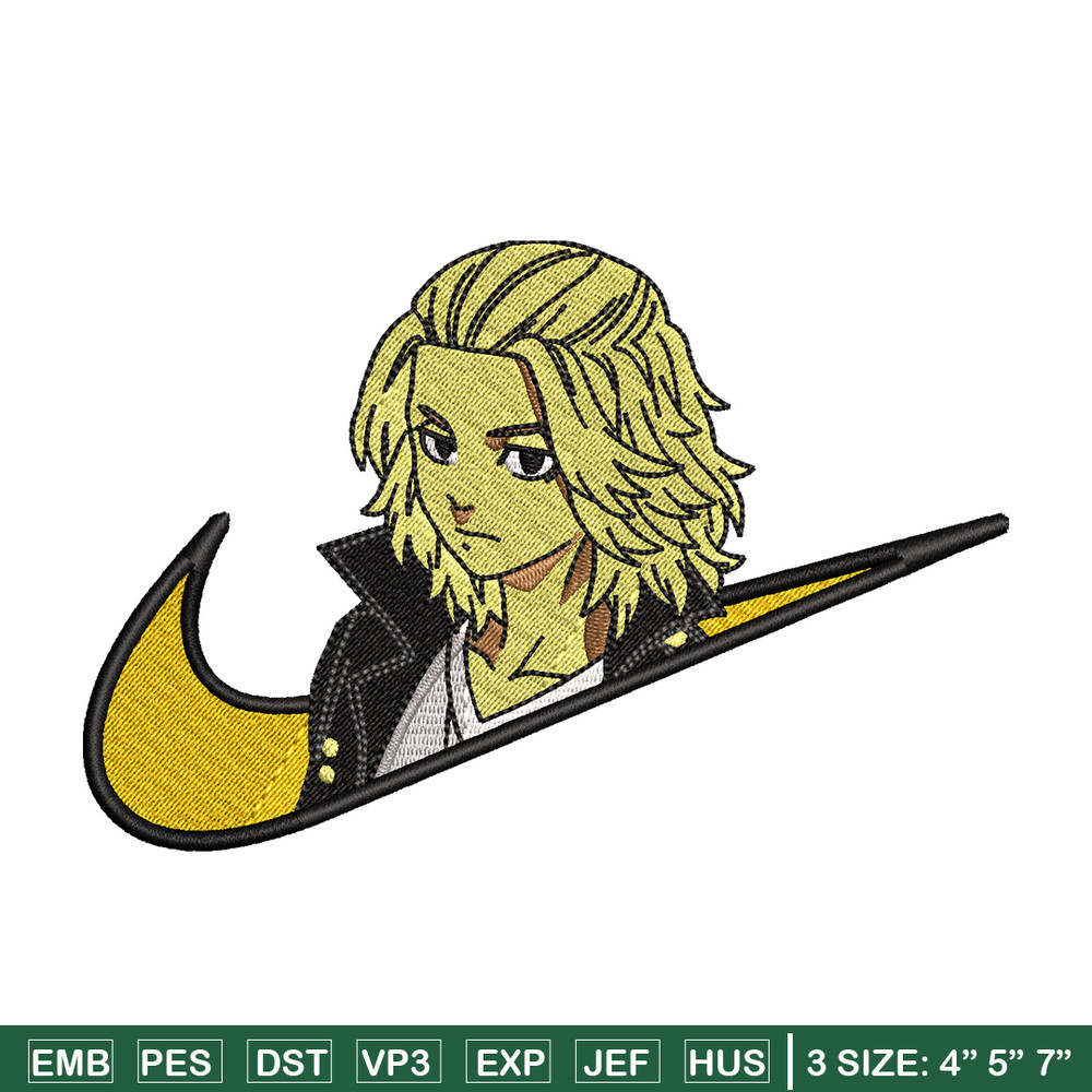 Swoosh Mikey embroidery design, Tokyo Revengers embroidery, Nike design, anime design, anime shirt, Digital download.jpg