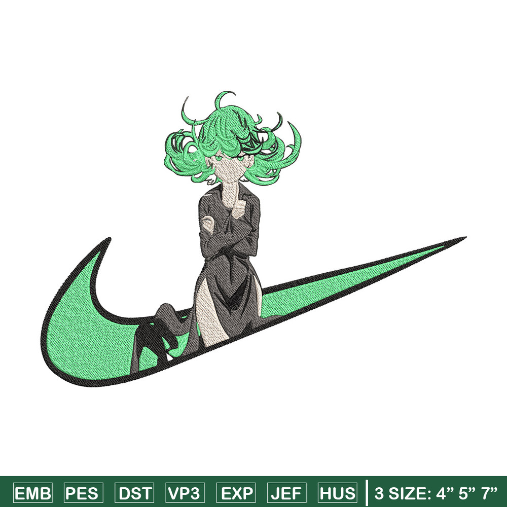 Tatsumaki nike Embroidery Design, One punch man Embroidery,Embroidery File,Nike Embroidery,Anime shirt,Digital download.jpg