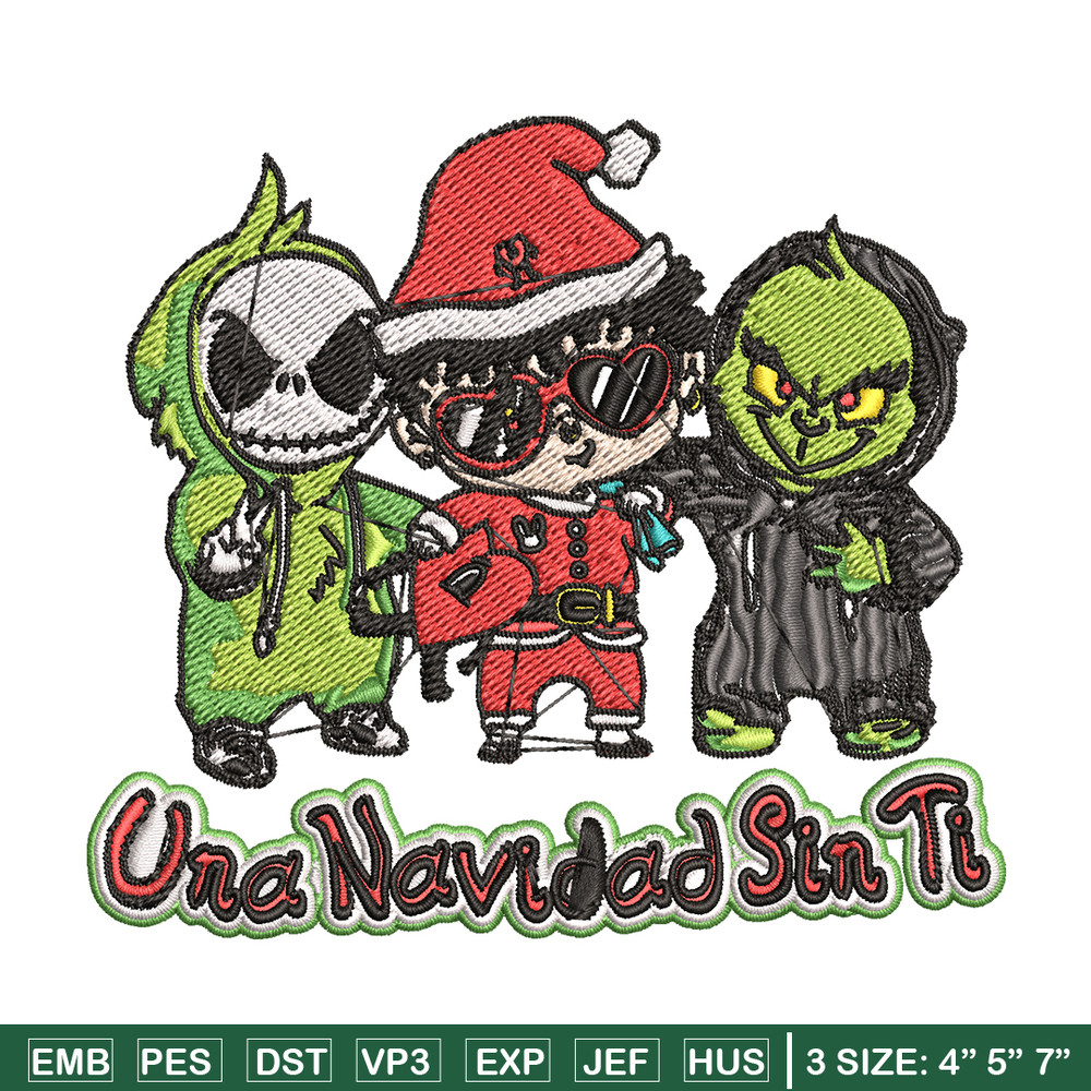 Una Navidad Sin Ti Grinch Embroidery design, Grinch christmas Embroidery, logo design, Embroidery File, Instant download.jpg