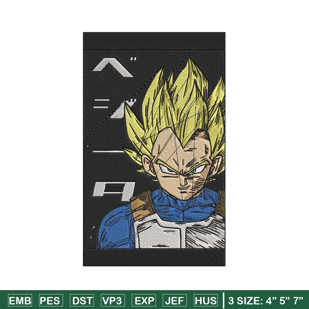 Vegeta poster Embroidery Design, Dragonball Embroidery, Embroidery File,Anime Embroidery, Anime shirt, Digital download.jpg