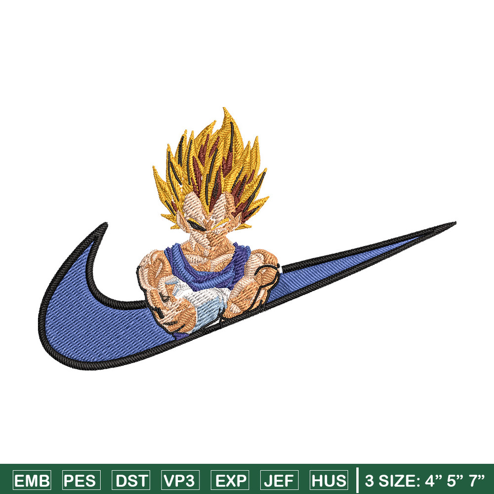 Vegeta ssj Embroidery Design, Dragonball Embroidery, Embroidery File, Nike Embroidery, Anime shirt, Digital download.jpg