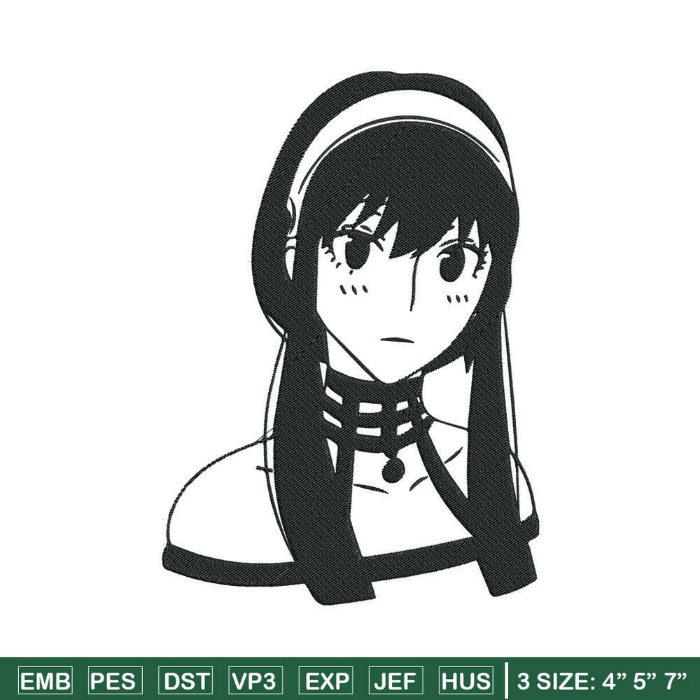 Yor forger Embroidery Design, Spy x family Embroidery, Embroidery File, Anime Embroidery, Anime shirt, Digital download..jpg