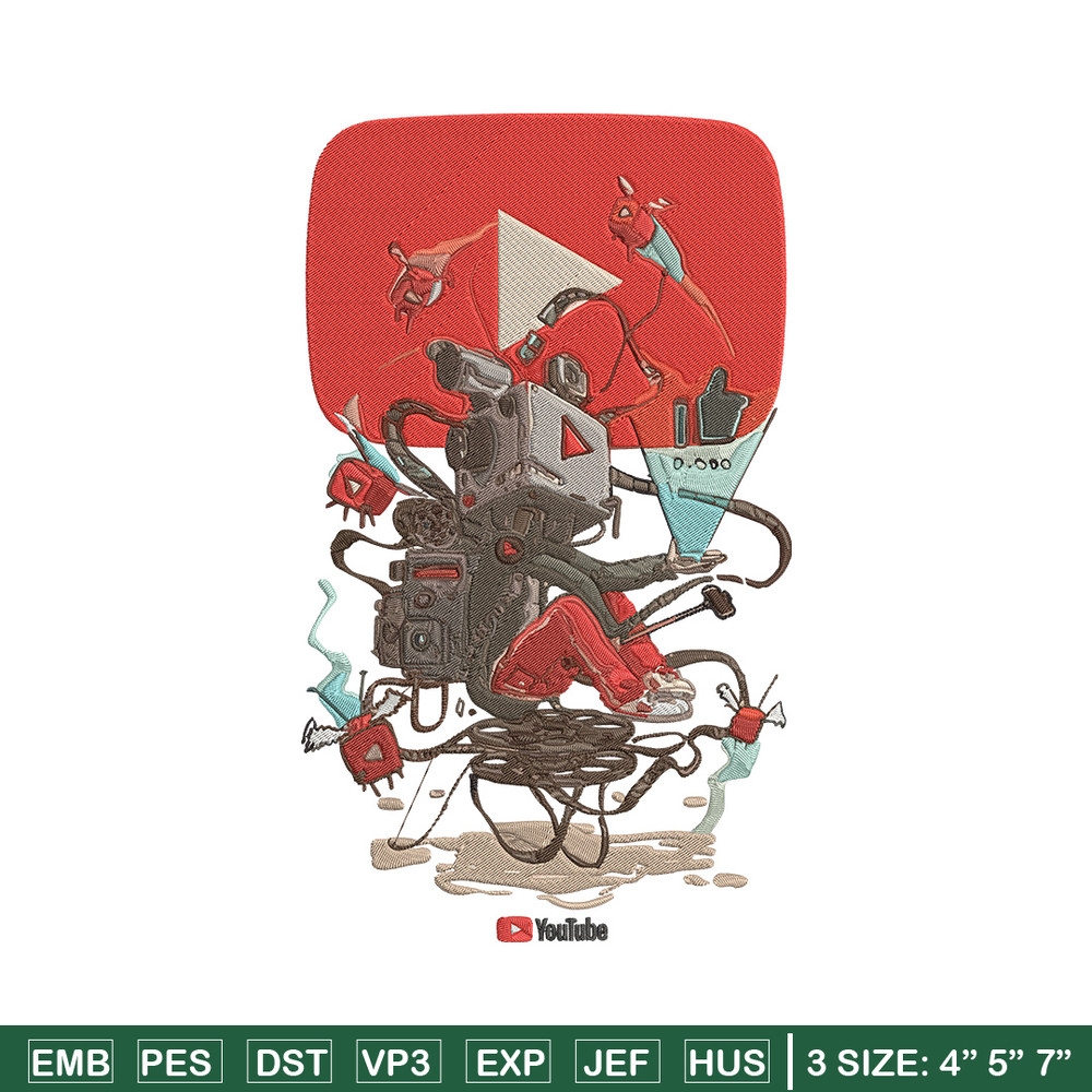 Youtube logo Embroidery Design, Youtube Embroidery, Embroidery File, Anime Embroidery, Anime shirt, Digital download.jpg