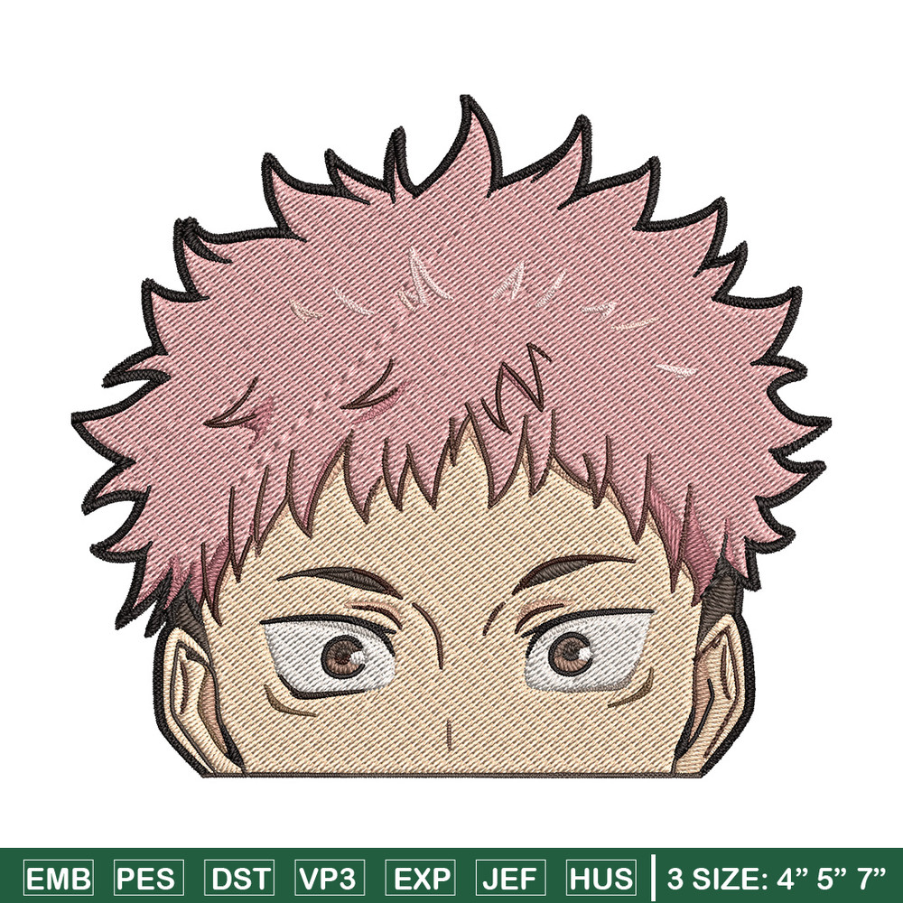 Yuji Peeker Embroidery Design, Jujutsu Embroidery, Embroidery File, Anime Embroidery, Anime shirt, Digital download.jpg