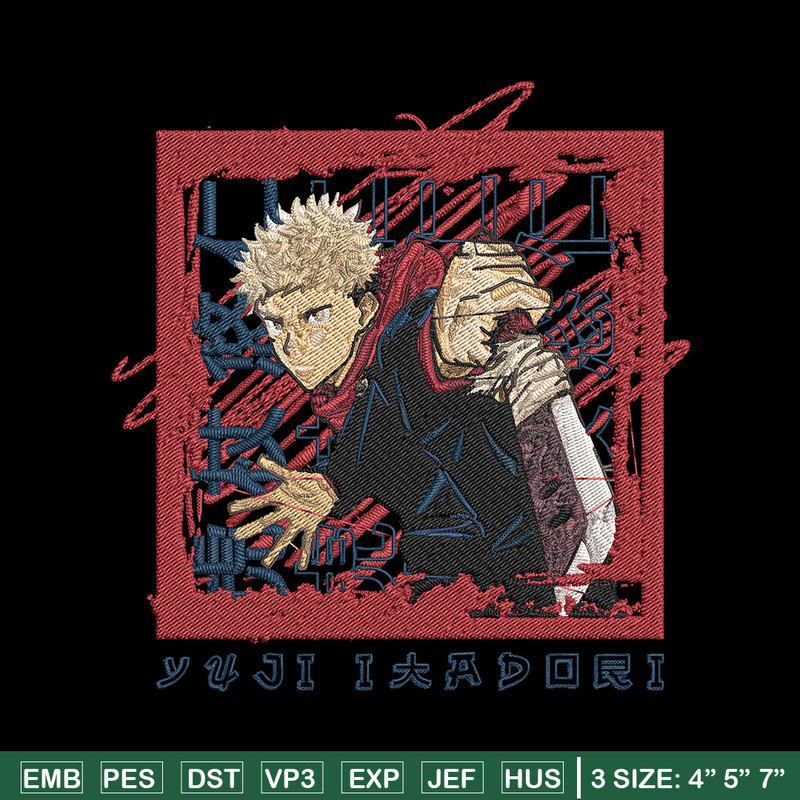 Yuji poster Embroidery Design, Jujutsu Embroidery, Embroidery File, Anime Embroidery, Anime shirt, Digital download..jpg