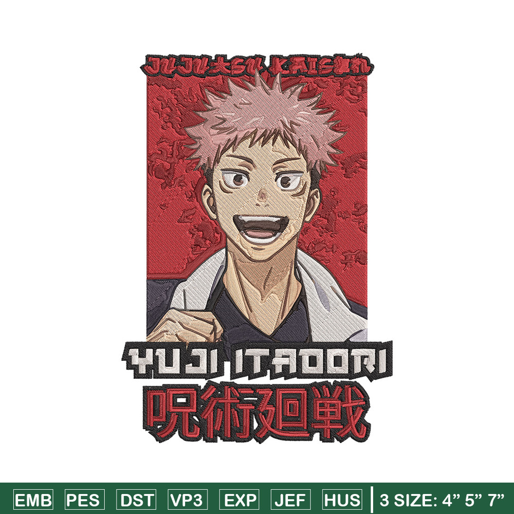 Yuji poster Embroidery Design,Jujutsu Embroidery, Embroidery File, Anime Embroidery, Anime shirt, Digital download.jpg