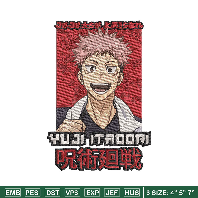 Yuji poster Embroidery Design,Jujutsu Embroidery, Embroidery File, Anime Embroidery, Anime shirt, Digital download.jpg