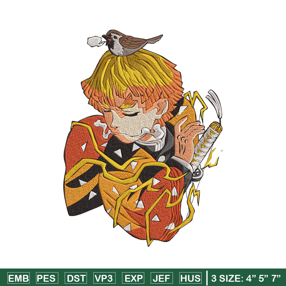Zenitsu Agatsuma Embroidery Design,Demon slayer Embroidery, Embroidery File,Anime Embroidery,Anime shirt,Digital download.jpg