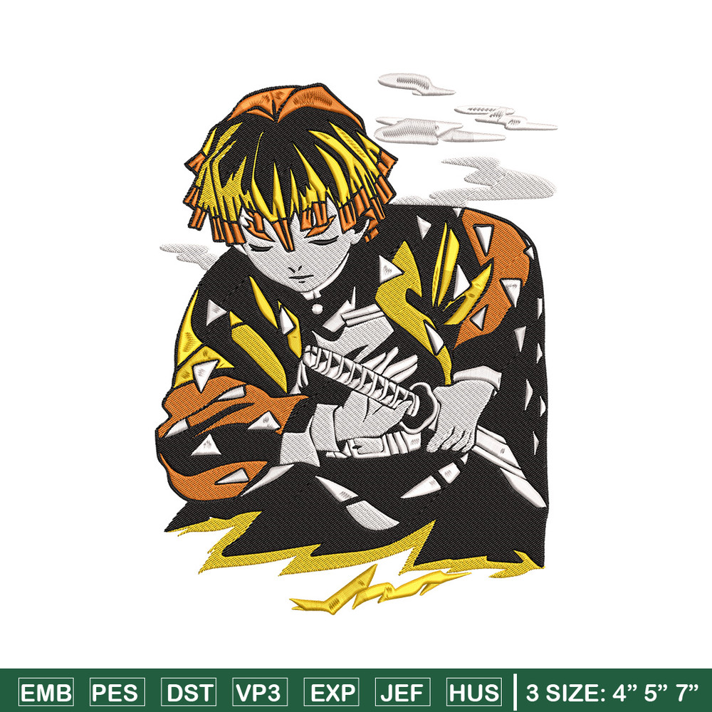 Zenitsu Embroidery Design, Demon slayer Embroidery, Embroidery File, Anime Embroidery, Anime shirt, Digital download.jpg