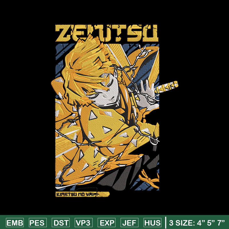 Zenitsu poster Embroidery Design, Demon slayer Embroidery, Embroidery File, Anime Embroidery, Digital download.jpg