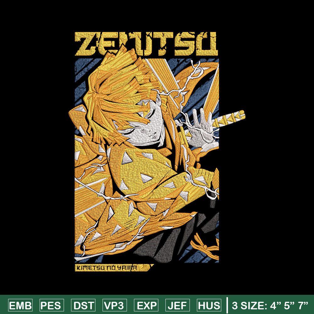 Zenitsu poster Embroidery Design, Demon slayer Embroidery,Embroidery File,Anime Embroidery,Anime shirt,Digital download.jpg