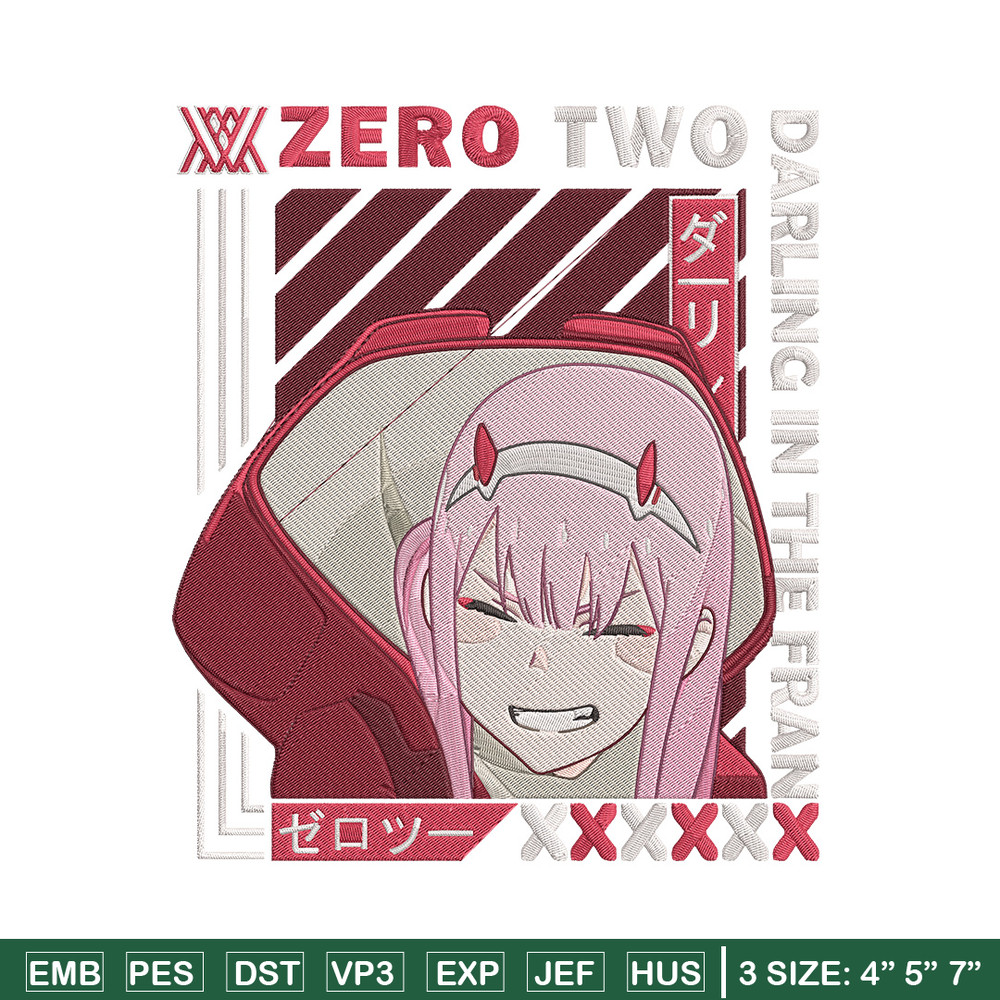 Zero two Embroidery Design, Darling in the fran Embroidery,Embroidery File,Anime Embroidery,Anime shirt,Digital download.jpg