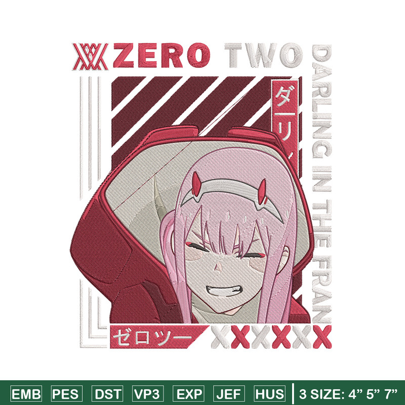 Zero two Embroidery Design, Darling in the fran Embroidery,Embroidery File,Anime Embroidery,Anime shirt,Digital download.jpg