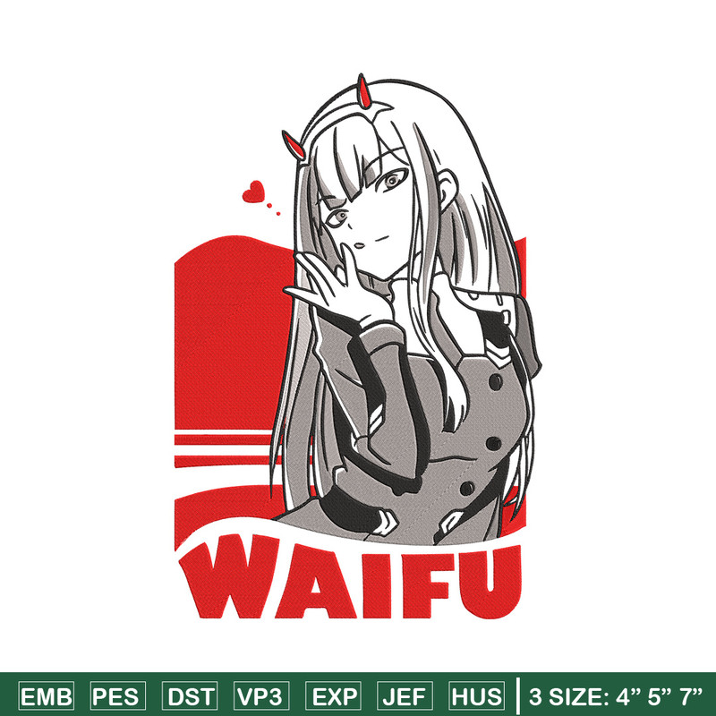 Zero two waifu Embroidery Design, Zero Two Embroidery, Embroidery File, Anime Embroidery, Anime shirt, Digital download.jpg