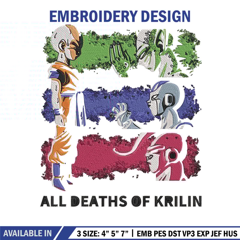 All deaths of krilin Embroidery Design, Dragonball Embroidery, Embroidery File, Anime Embroidery, Digital download.jpg