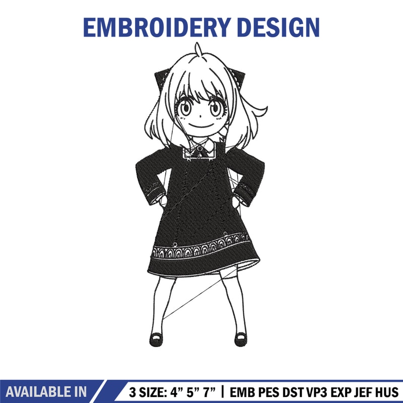 Anya Forger Embroidery Design, Spy x family Embroidery, Embroidery File, Anime Embroidery, Anime shirt, Digital download.jpg