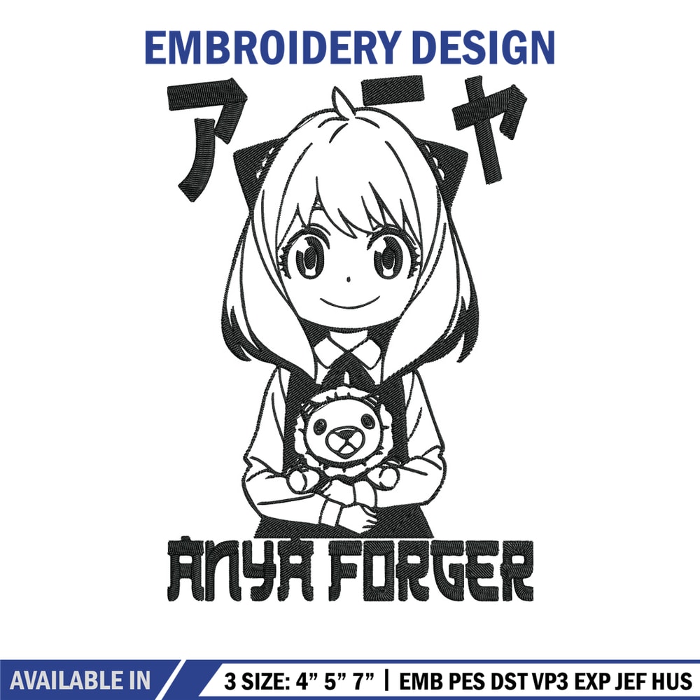 Anya forger Embroidery Design, Spy x family Embroidery, Embroidery File, Anime Embroidery, Digital download.jpg