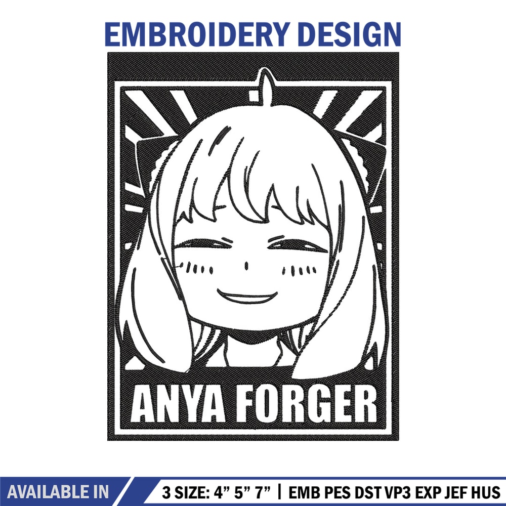 Anya poster Embroidery Design, Spy x family Embroidery, Embroidery File, Anime Embroidery, Anime shirt,Digital download.jpg