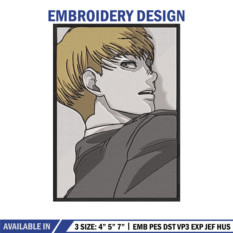 Armin poster Embroidery Design, Aot Embroidery, Embroidery File, Anime Embroidery, Anime shirt, Digital download.jpg