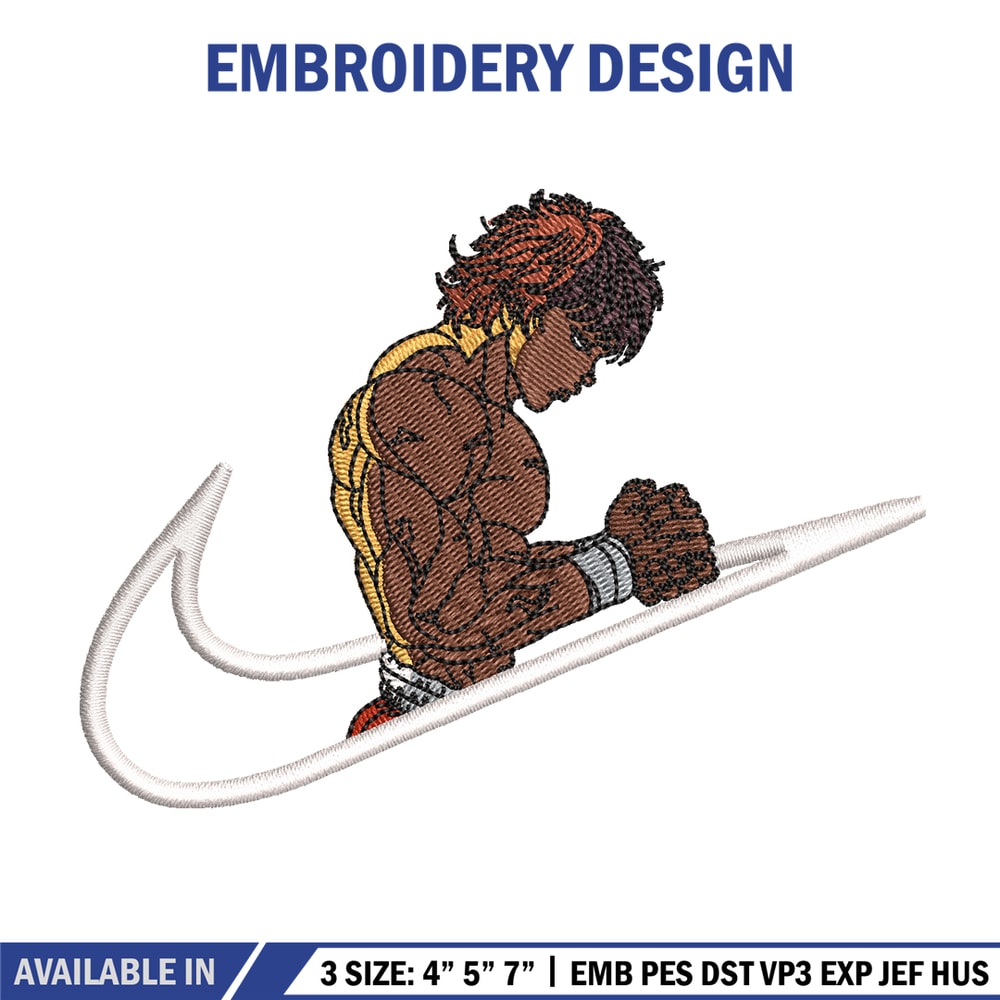 Baki Hanma embroidery design, Baki embroidery, Nike design, anime design, embroidery file, anime shirt, Digital download.jpg