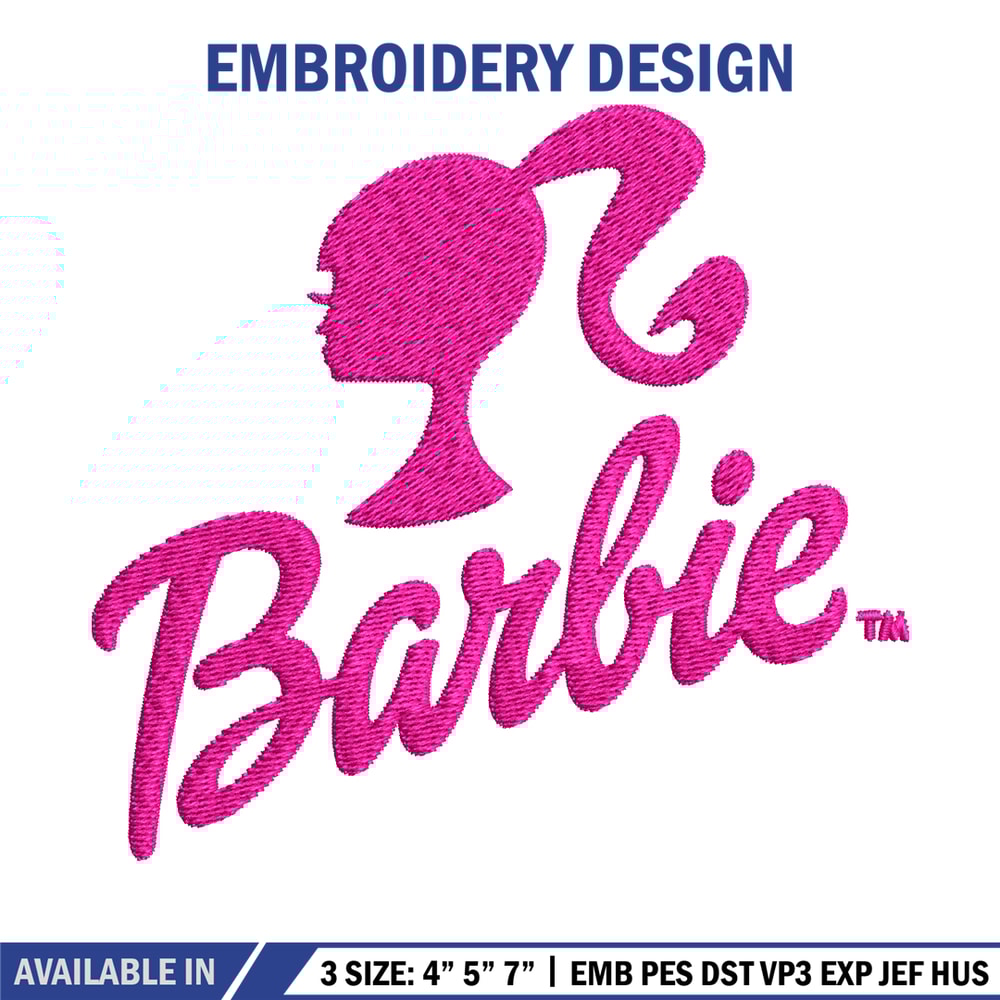 Barbie logo and her Embroidery, Barbie logo and her Embroidery, logo design, Embroidery File, Digital download..jpg