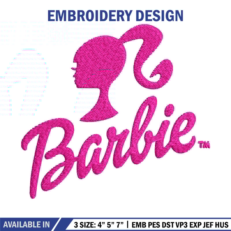 Barbie logo and her Embroidery, Barbie logo and her Embroidery, logo design, Embroidery File, Digital download..jpg