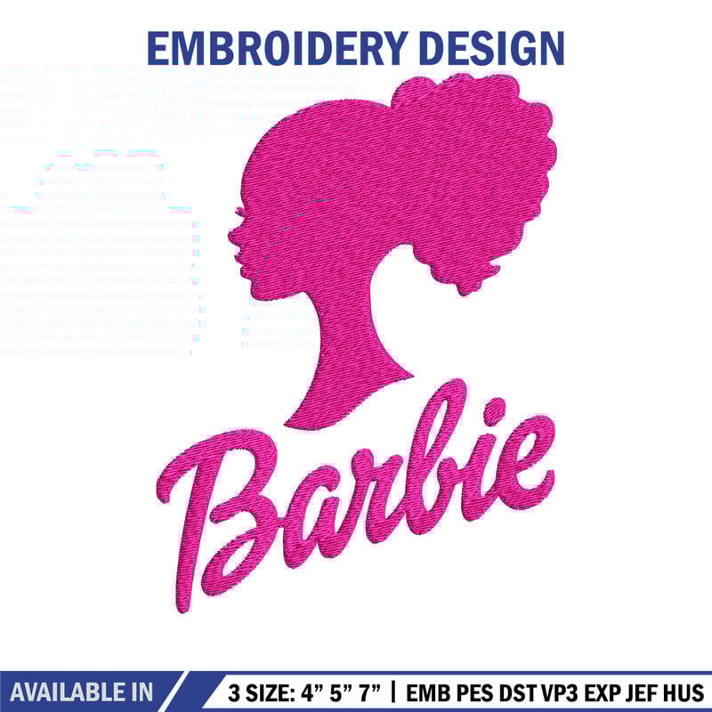 Barbie logo and her Embroidery, Barbie logo Embroidery, logo design, Embroidery File, logo shirt, Digital download..jpg