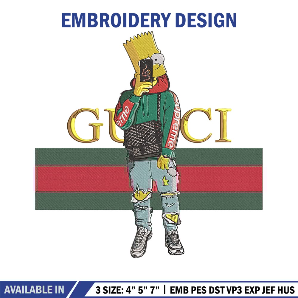 Bart Simpson Embroidery Design, Simpson Embroidery, Embroidery File, Anime Embroidery, Gucci shirt, Digital download.jpg