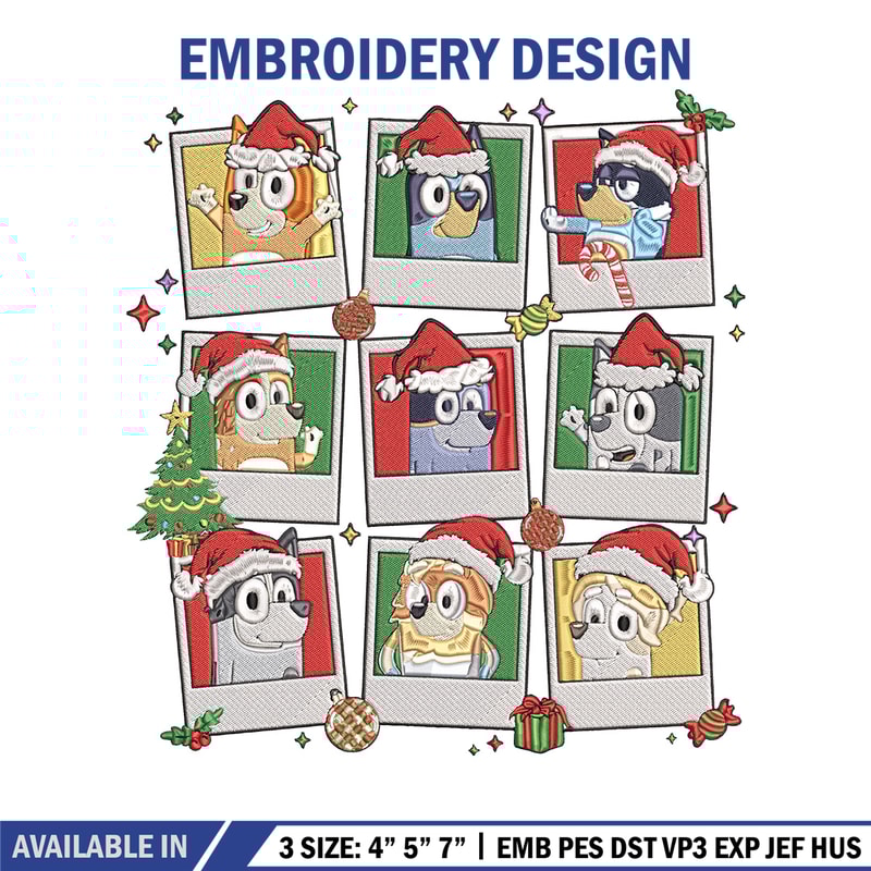 Bluey chrismas Embroidery Design, Bluey Embroidery, Embroidery File, Anime Embroidery, Anime shirt, Digital download.jpg
