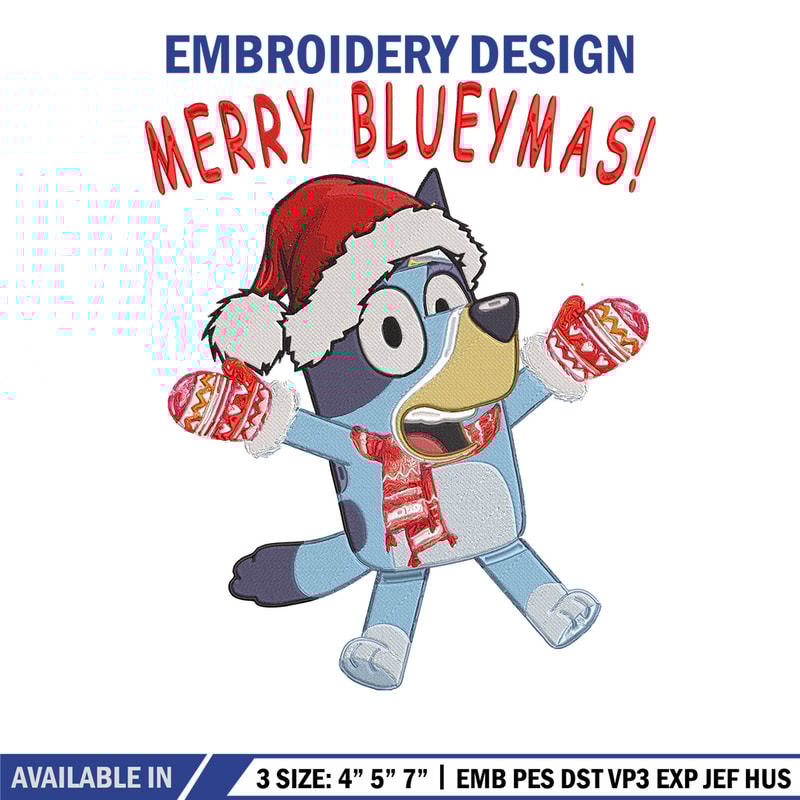 Bluey chrismas Embroidery Design, Bluey Embroidery, Embroidery File,Chrismas Embroidery, Anime shirt, Digital download.jpg