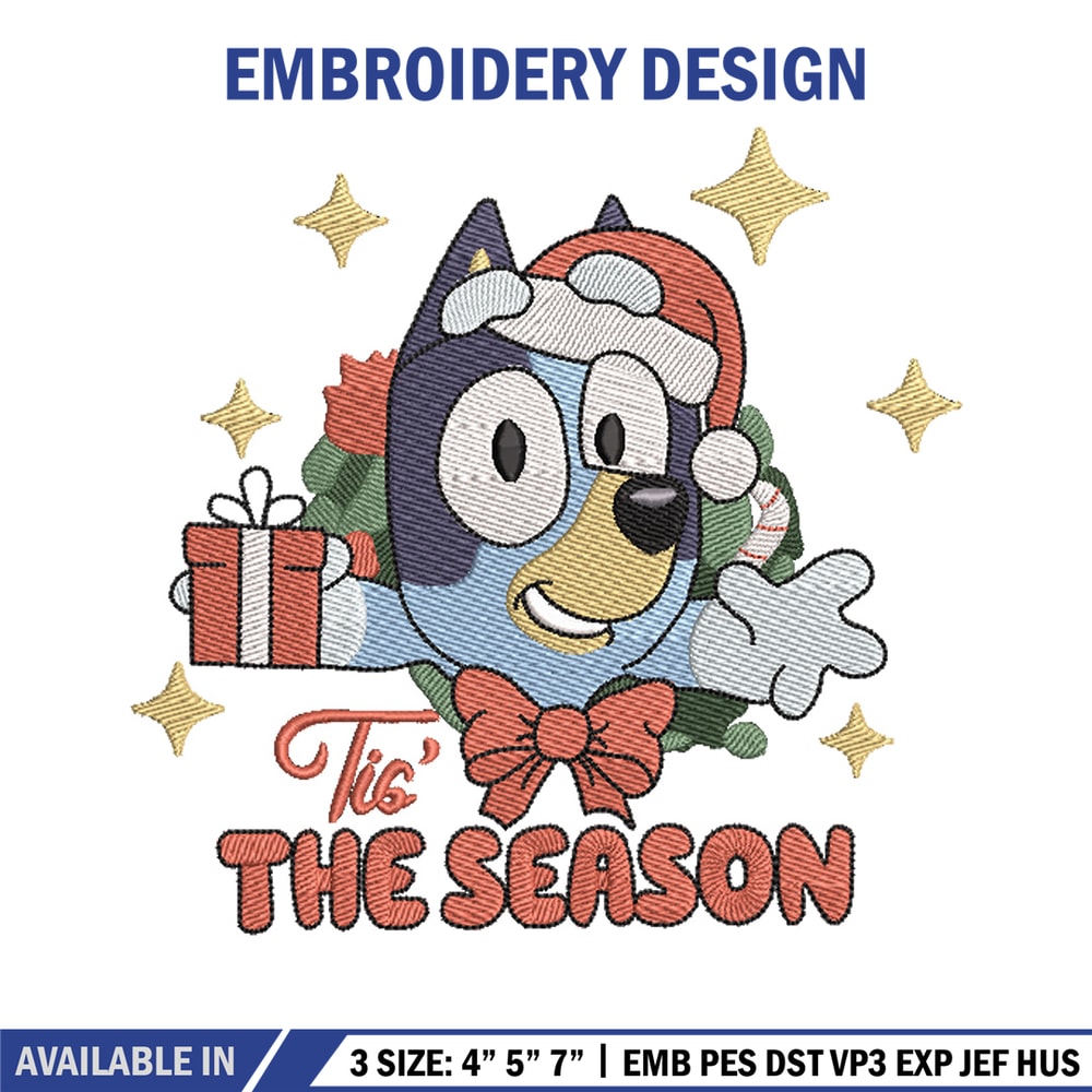 Bluey gift embroidery design, Bluey embroidery, Chrismas design, Embroidery file, Embroidery shirt, Digital download.jpg