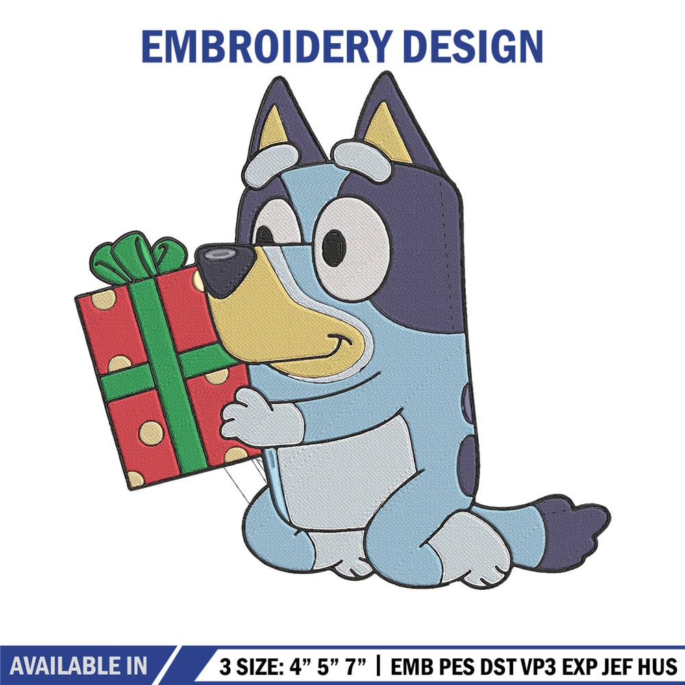 Bluey gift Embroidery Design, Bluey Embroidery, Embroidery File, Chrismas Embroidery, Anime shirt, Digital download.jpg