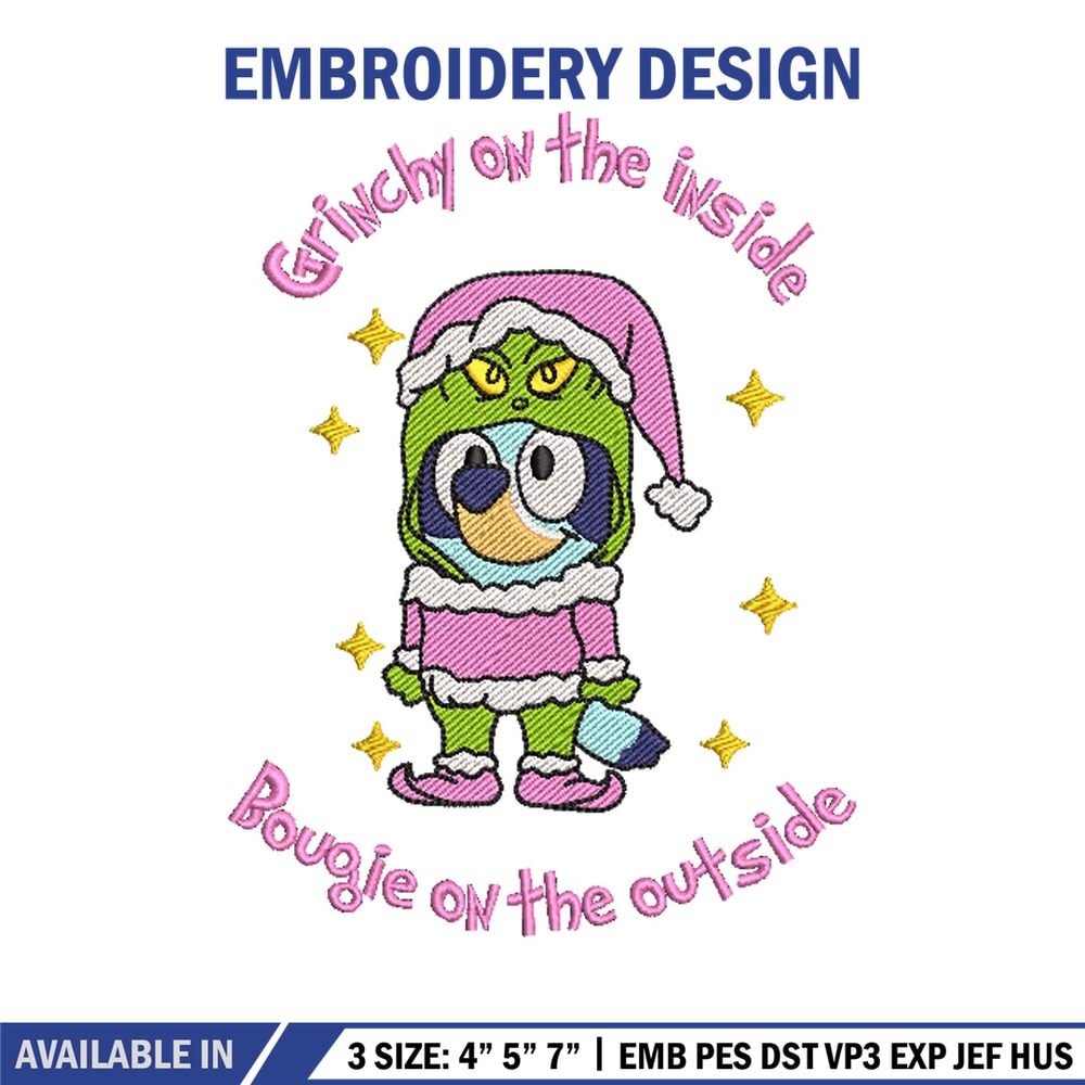 Bluey grinchy embroidery design, Bluey embroidery, Chrismas design, Embroidery file, Embroidery shirt,Digital download.jpg