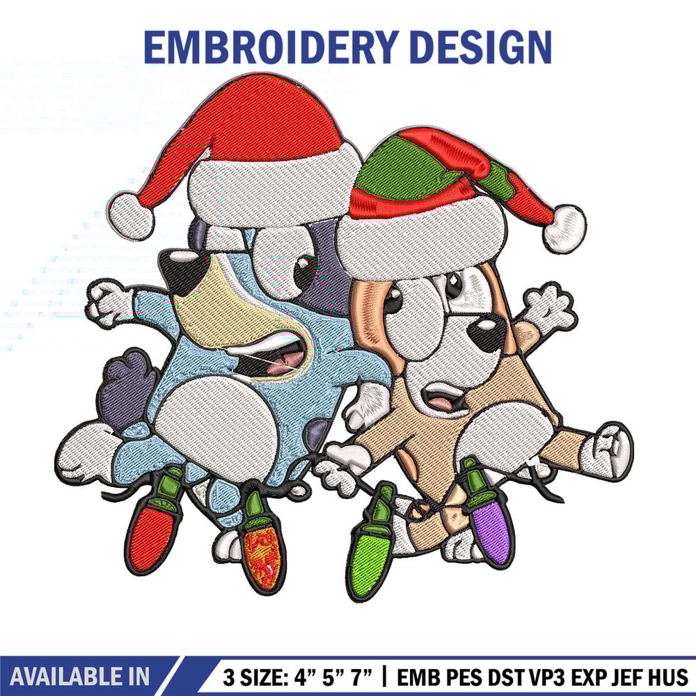 Bluey x Bingo Embroidery Design, Bluey Embroidery, Embroidery File, Chrismas Embroidery, Anime shirt, Digital download..jpg