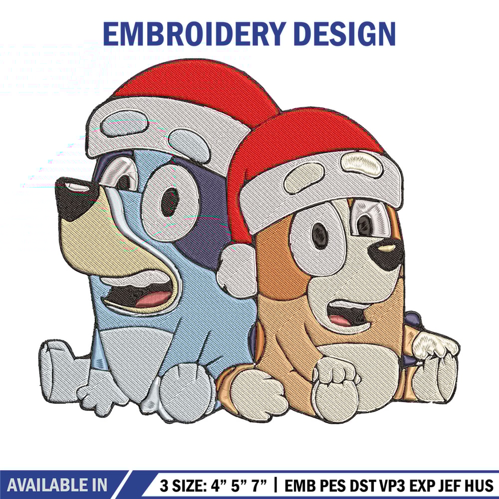 Bluey x Bingo Embroidery Design, Bluey Embroidery, Embroidery File, Chrismas Embroidery, Anime shirt, Digital download.jpg