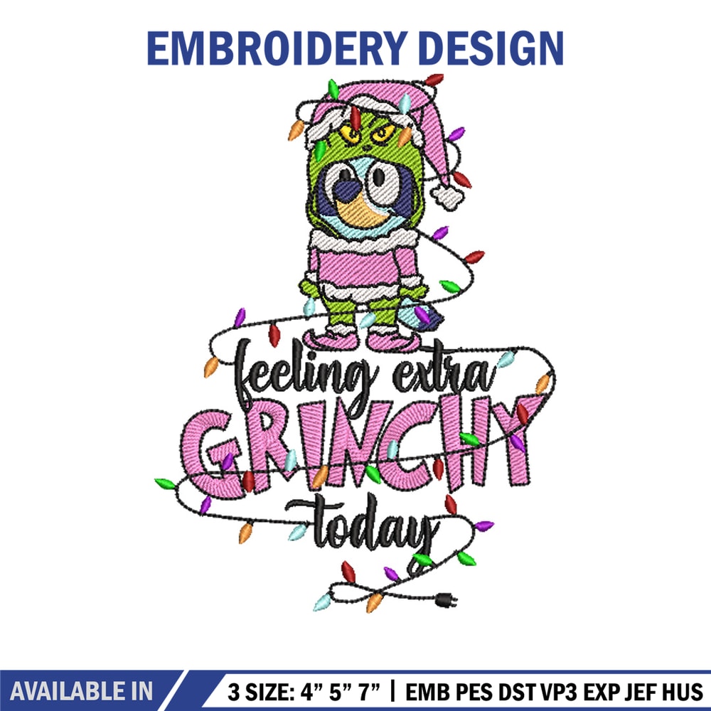 Bluey x grinch embroidery design, Bluey embroidery, Chrismas design, Embroidery file, Embroidery shirt, Digital download.jpg